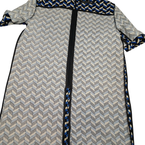 ZARA Woman Blue White Geometric Shift Mini Dress Size XS - Picture 8 of 9